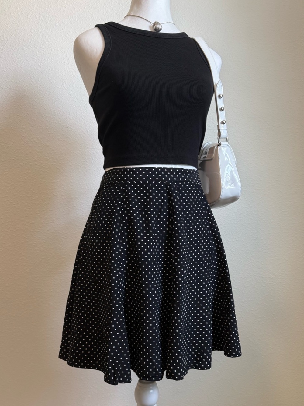 Vintage 90s A Byer Polka Dot Mini Skirt Classic Feminine Minimalist Coquette